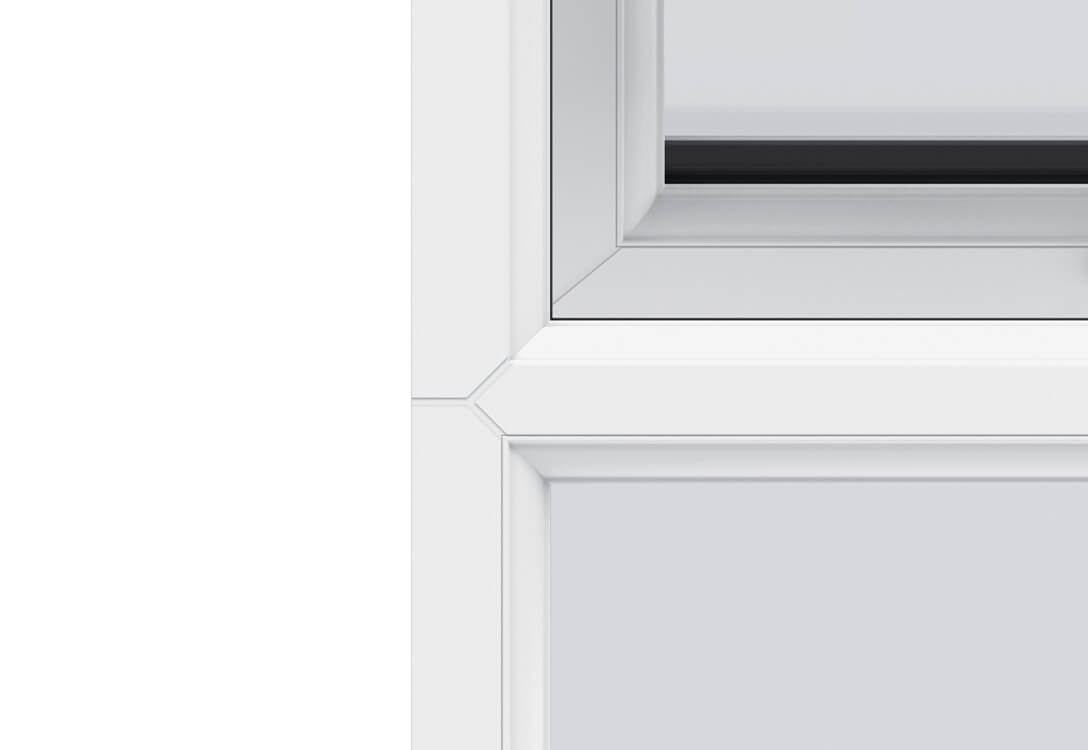 A white window featuring a sleek black handle, showcasing a modern and minimalist design.